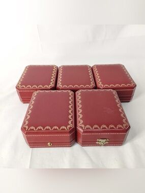Cartier Ring Box Red Leatherette Notebook with Gold Decorative Trim